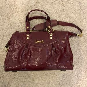 Maroon leather Ashley Coach bag.